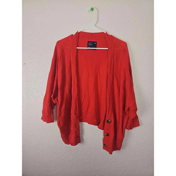 NWT American Eagle Women Salmon Pink 3 Button Cardigan Medium - Picture 1 of 8